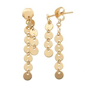 14k Gold Circle Link Front-Back Earrings