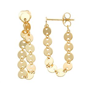 14k Gold Circle Link Chain Wrap Earrings