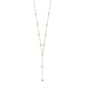 14k Gold Disc Y Necklace