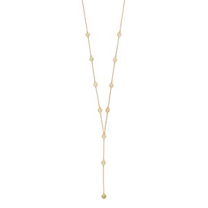 14k Gold Disc Y Necklace