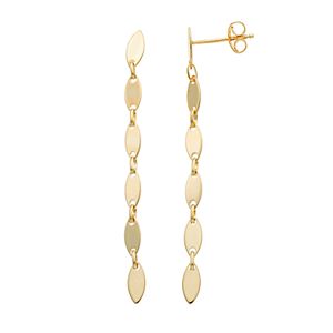 14k Gold Marquise Link Linear Earrings
