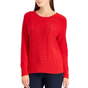 Women's Chaps Cable-Knit Crewneck Sweater