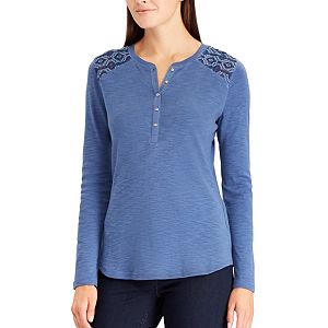 Women's Chaps Embroidered Yoke Henley