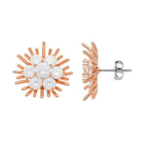 Starlight Silver Plated Cubic Zirconia Starburst Stud Earrings