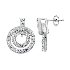 Starlight Silver Plated Crystal Double Circle Drop Earrings