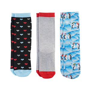 Girls 7-16 3-pk. Party Penguins Knee High Socks