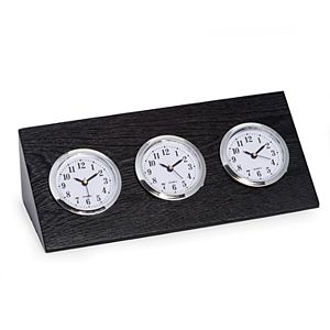 Bey-Berk Wood Triple Time Zone Clock