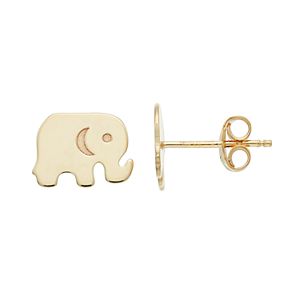 14k Gold Elephant Stud Earrings