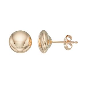 10k Gold Button Stud Earrings