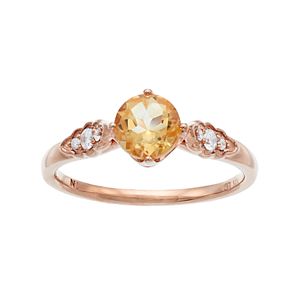 LC Lauren Conrad 10k Rose Gold Citrine & 1/10 Carat T.W. Diamond Ring