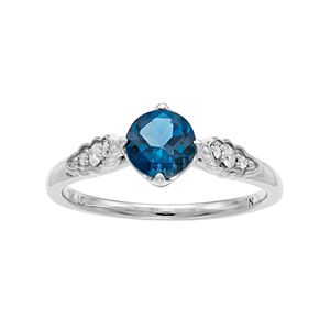 LC Lauren Conrad 10k White Gold London Blue Topaz & 1/10 Carat T.W. Diamond Ring