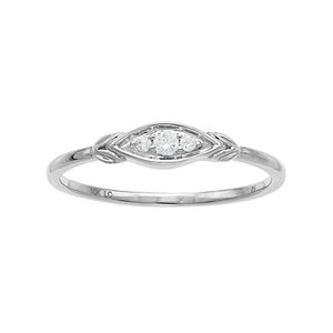 LC Lauren Conrad 10k White Gold Diamond Accent Leaf Marquise Ring