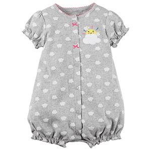 Baby Girl Carter's Cloud Pattern Snap-Up Romper