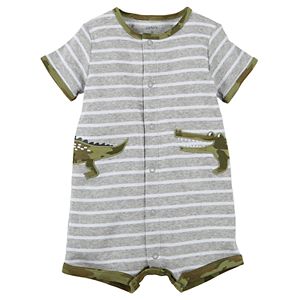 Baby Boy Carter's Striped Alligator Romper