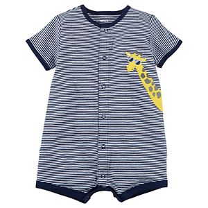 Baby Boy Carter's Striped Giraffe Applique Snap-Up Romper