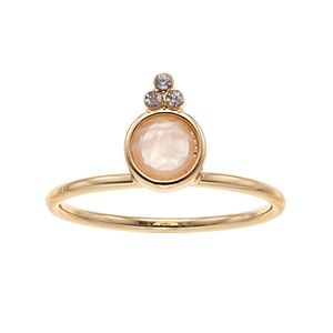 LC Lauren Conrad Peach Round Stone & Simulated Crystal Ring