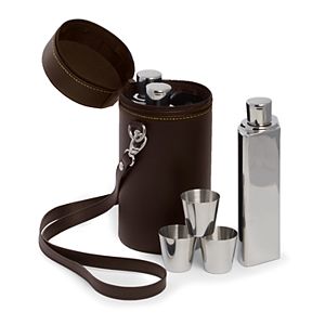Bey-Berk Leatherette Flask Set
