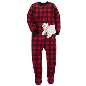 Boys 4-8 Carter's Polar Bear Check 1-Piece Footed Pajamas
