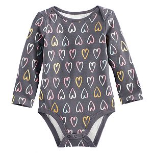 Baby Girl Jumping Beans® Slubbed Heart Print Bodysuit