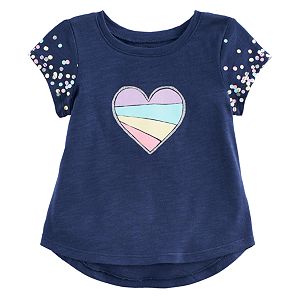 Baby Girl Jumping Beans® Heart & Polka-Dots Slubbed Graphic Tee