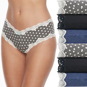Juniors' Saint Eve 6-pack Lace Trim Hipster Panties 516402P6