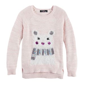 Girls 7-16 Sugar Rush Fuzzy Animal Applique Sweater
