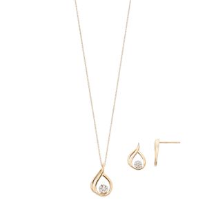 10k Gold 1/10 Carat T.W. Diamond Teardrop Pendant & Earring Set