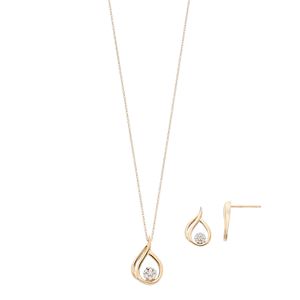 10k Gold 1/10 Carat T.W. Diamond Teardrop Pendant & Earring Set