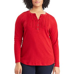 Plus Size Chaps Ribbed Neck Knit Top