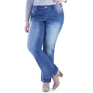 Juniors' Plus Size Amethyst Embellished Curvy Bootcut Jeans