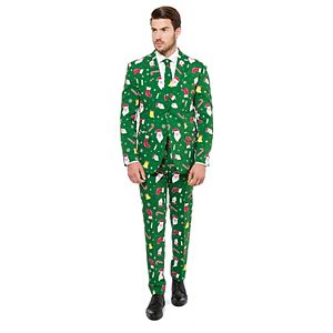 Men's OppoSuits Slim-Fit Santaboss Novelty Suit & Tie Set