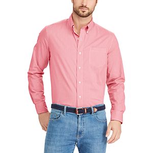 Big & Tall Chaps Classic-Fit Plaid Stretch Poplin Button-Down Shirt