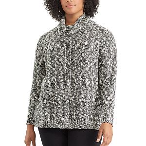 Plus Size Chaps Marled Funnel Neck Sweater