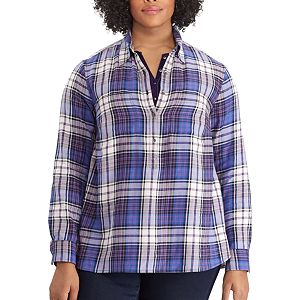 Plus Size Chaps Plaid Button-Down Shirt