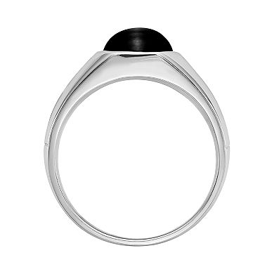 Men's Sterling Silver Onyx & Diamond Accent Cabochon Ring