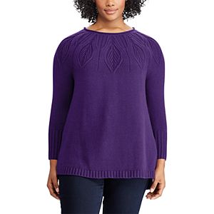 Plus Size Chaps Cable-Knit Crewneck Sweater