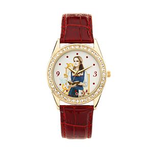 Disney's Beauty and the Beast Princess Belle Women's Crystal Leather Watch