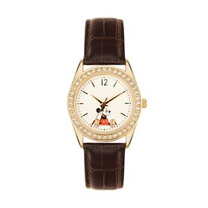 Disney 's Mickey Mouse Women's Crystal Leather Watch
