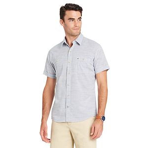 Men's IZOD Classic-Fit Slubbed Chambray Woven Button-Down Shirt