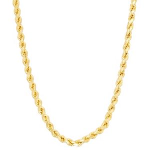 Men's 14k Gold Over Silver Rope Chain Necklace