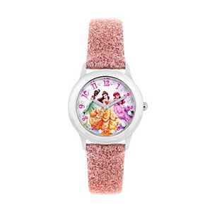 Disney Princess Belle, Ariel & Tiana Kids' Glittery Leather Watch
