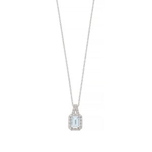 Sterling Silver Aquamarine & Cubic Zirconia Pendant