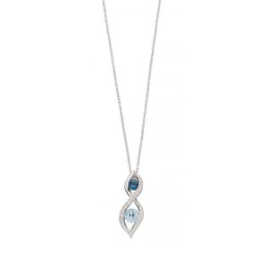 Sterling Silver Blue Topaz & Lab-Created White Sapphire Infinity Pendant