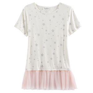 Girls Plus Size Cloud Chaser Tulle Hem Patterned Tee