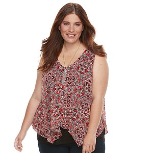 Plus Size AB Studio Paisley Split-Hem Tank