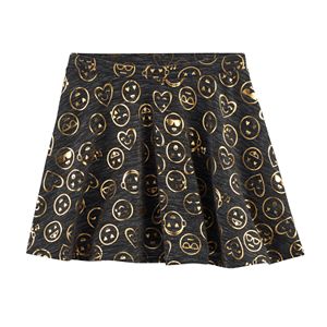 Girls Plus Size SO® French Terry Nep Foil Patterned Circle Skirt
