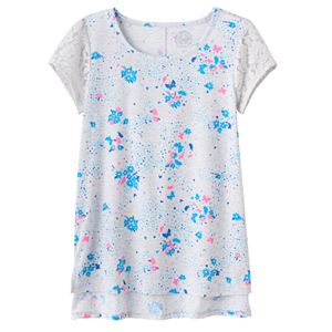 Girls Plus Size SO® Floral Lace Sleeve Tee