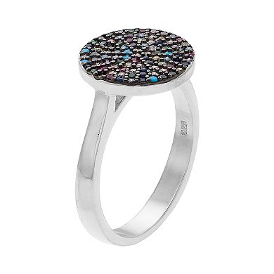 Sterling Silver Multicolored Cubic Zirconia Pave Ring