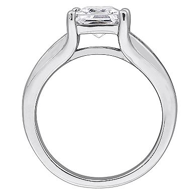 Stella Grace Sterling Silver Lab-Created White Sapphire & 1/8 Carat T.W. Black Diamond Ring