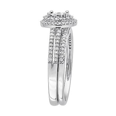Stella Grace 10k White Gold 3/8 Carat T.W. Diamond Halo Ring